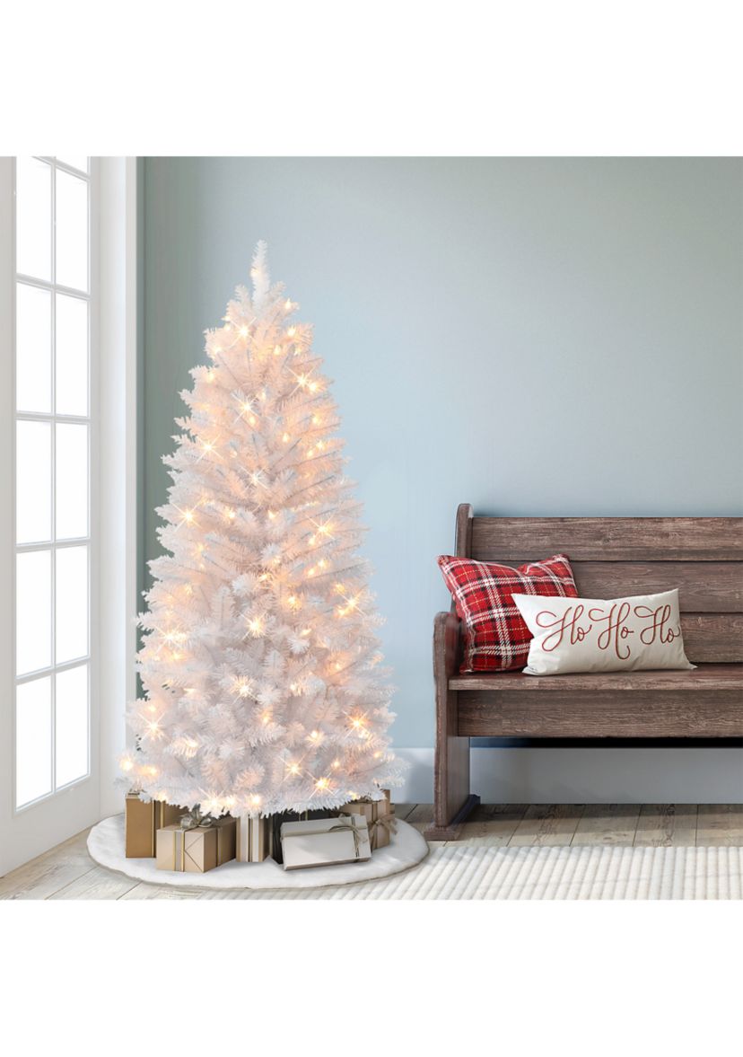 5-foot Pre-Lit White Carson Artificial Pine Tree 315 Tips 100 Clear Lights