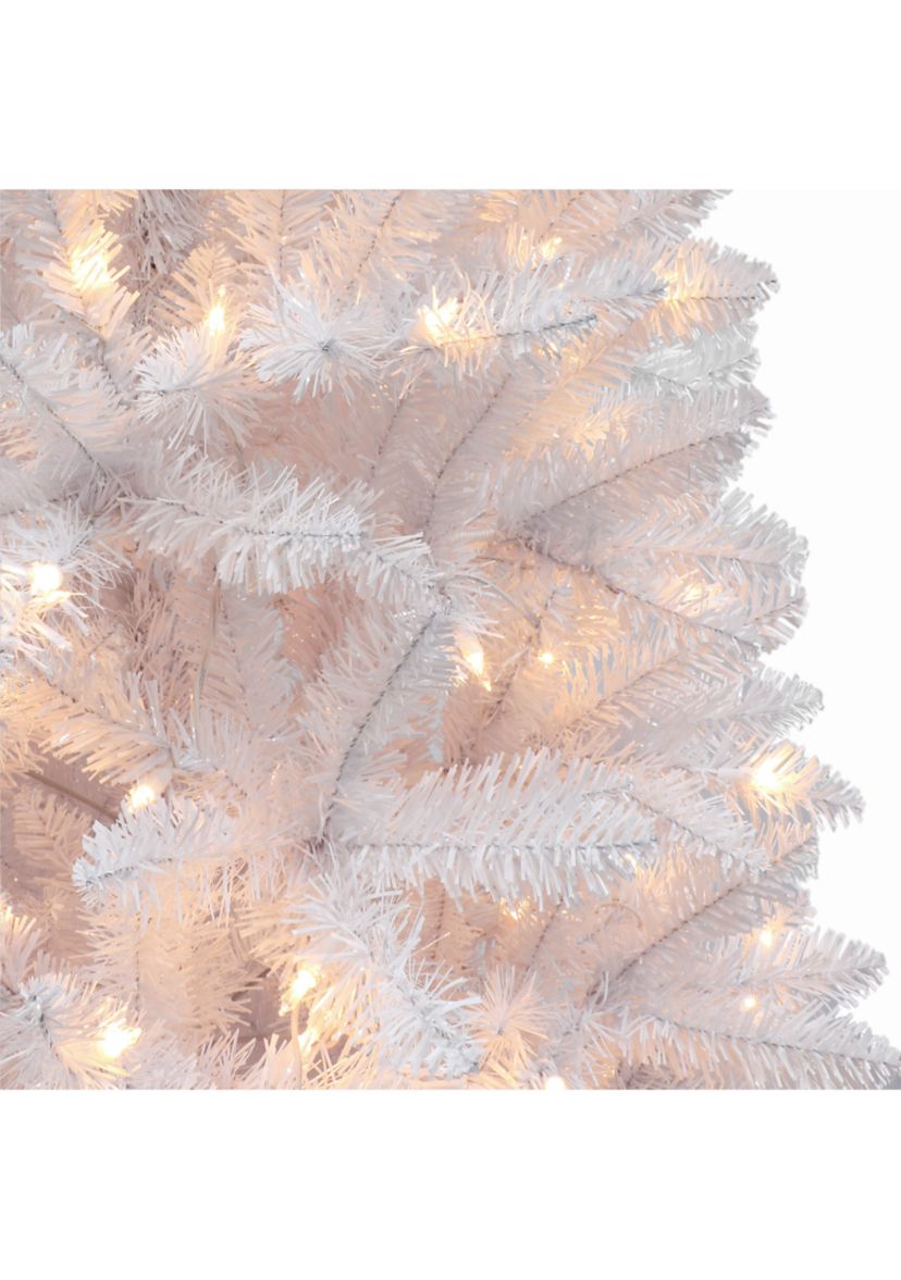 5-foot Pre-Lit White Carson Artificial Pine Tree 315 Tips 100 Clear Lights