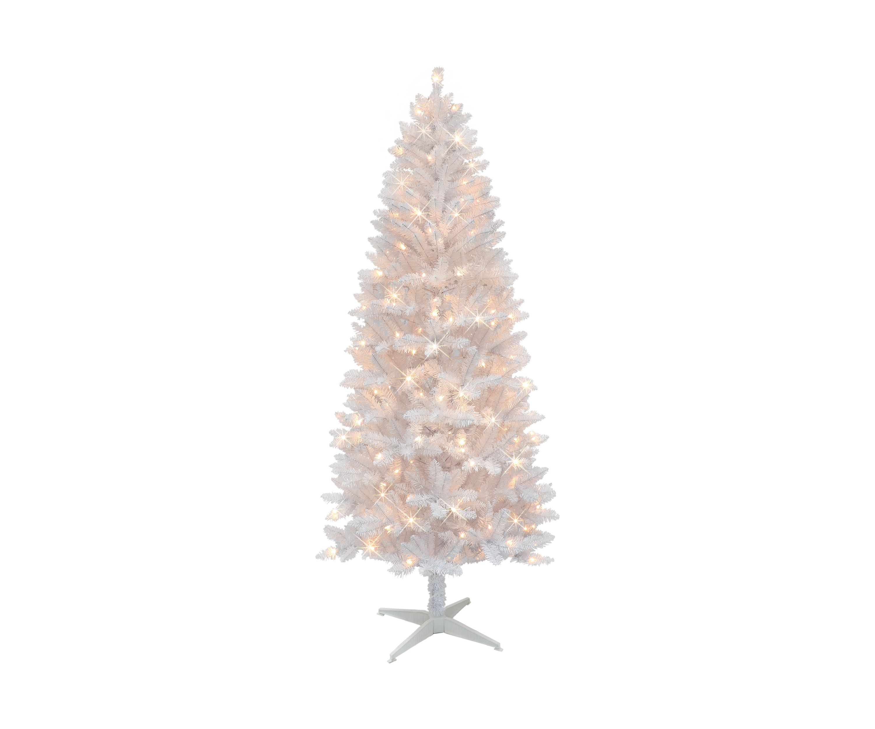 6-foot Pre-Lit White Carson Artificial Pine Tree 495 Tips 150 Clear Lights