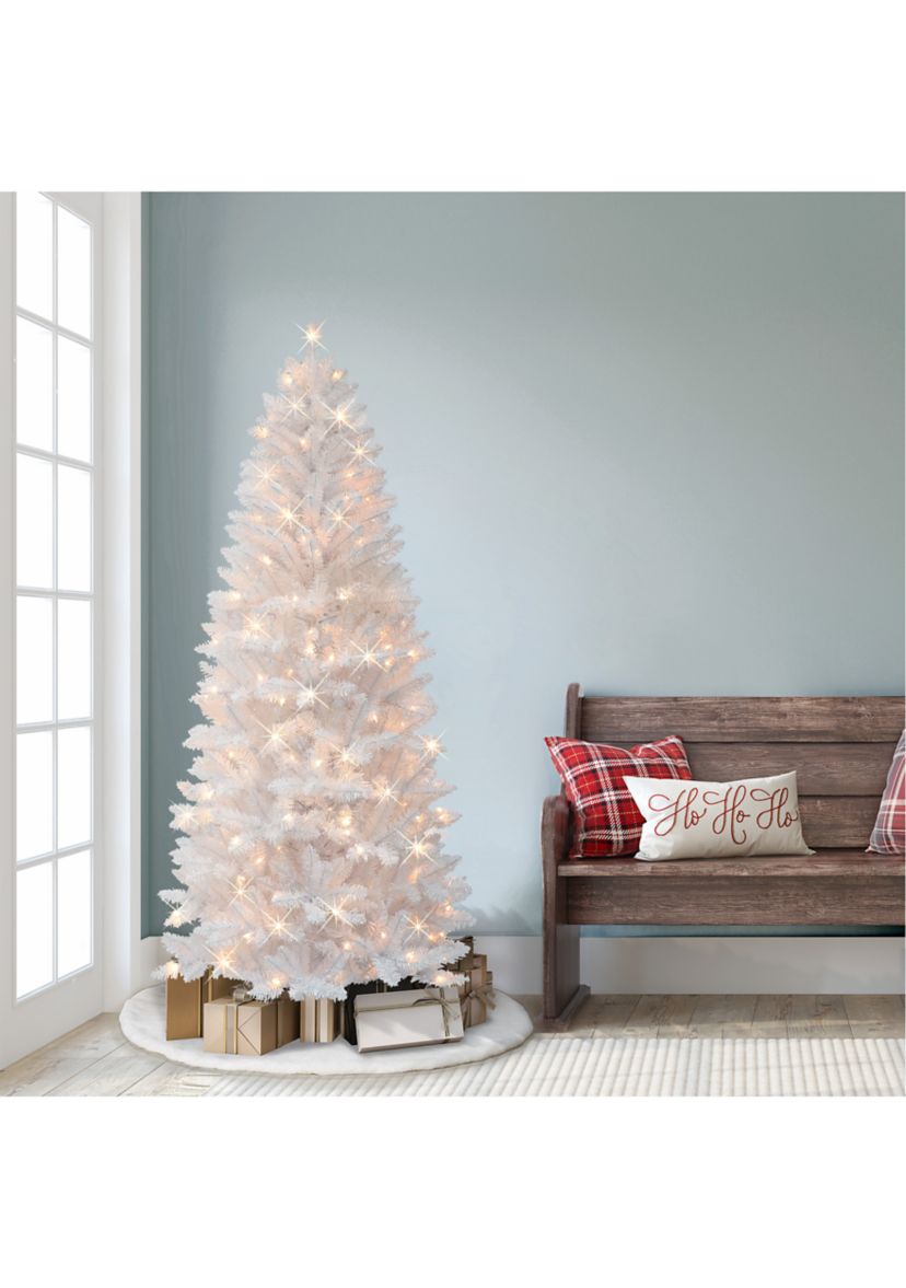 6-foot Pre-Lit White Carson Artificial Pine Tree 495 Tips 150 Clear Lights