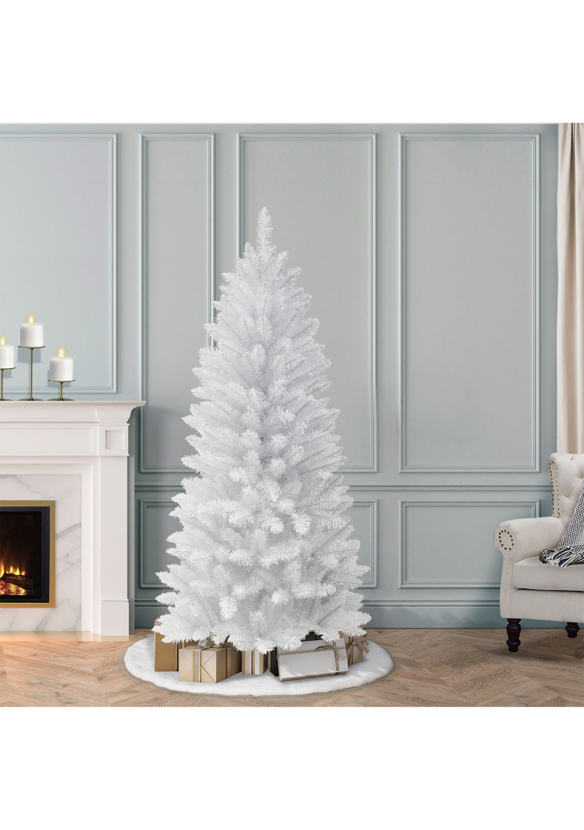 6-foot Unlit White Carson Aritificial Pine Tree 495 Tips