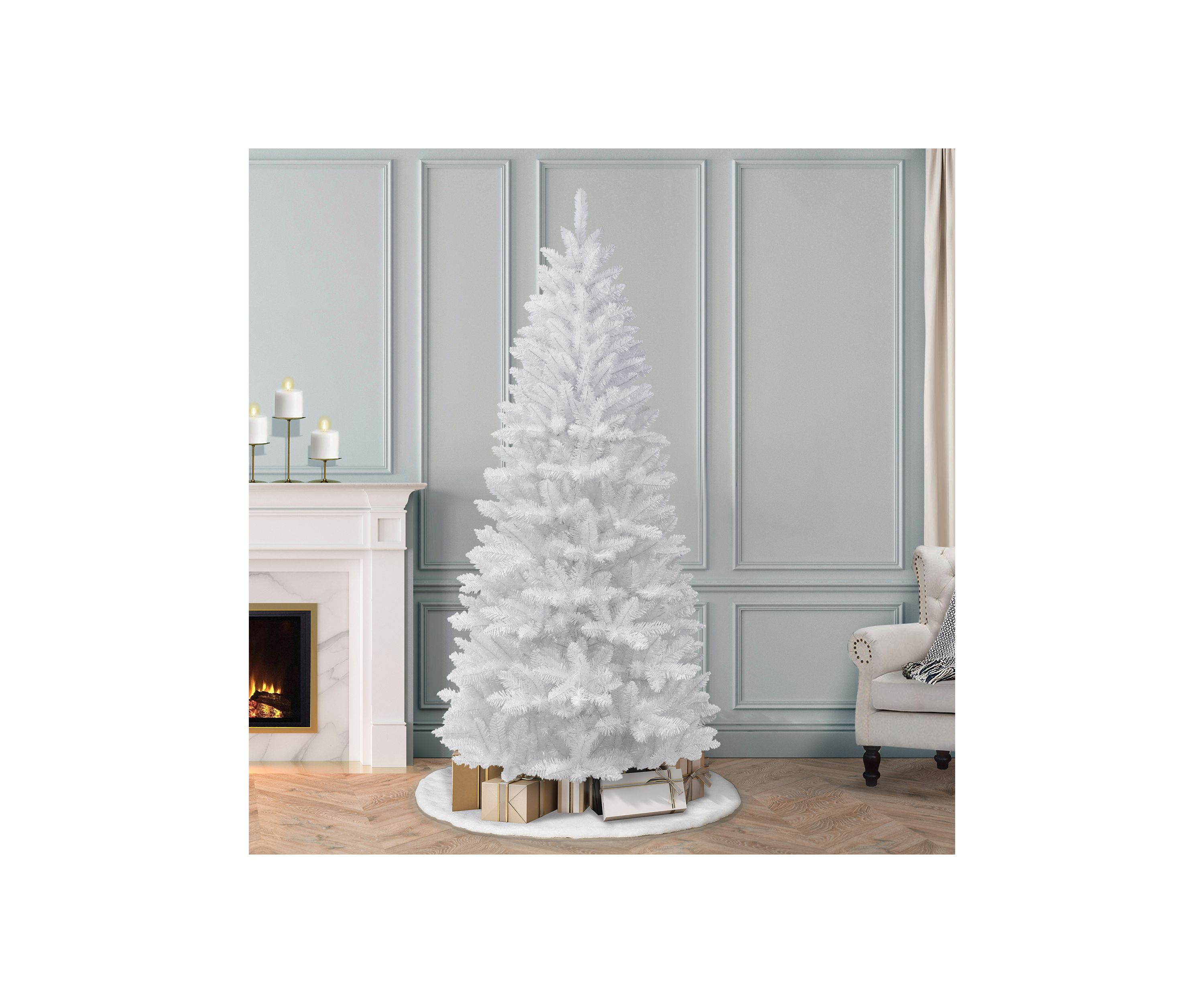 7-foot Unlit White Carson Artificial Pine Tree 680 Tips