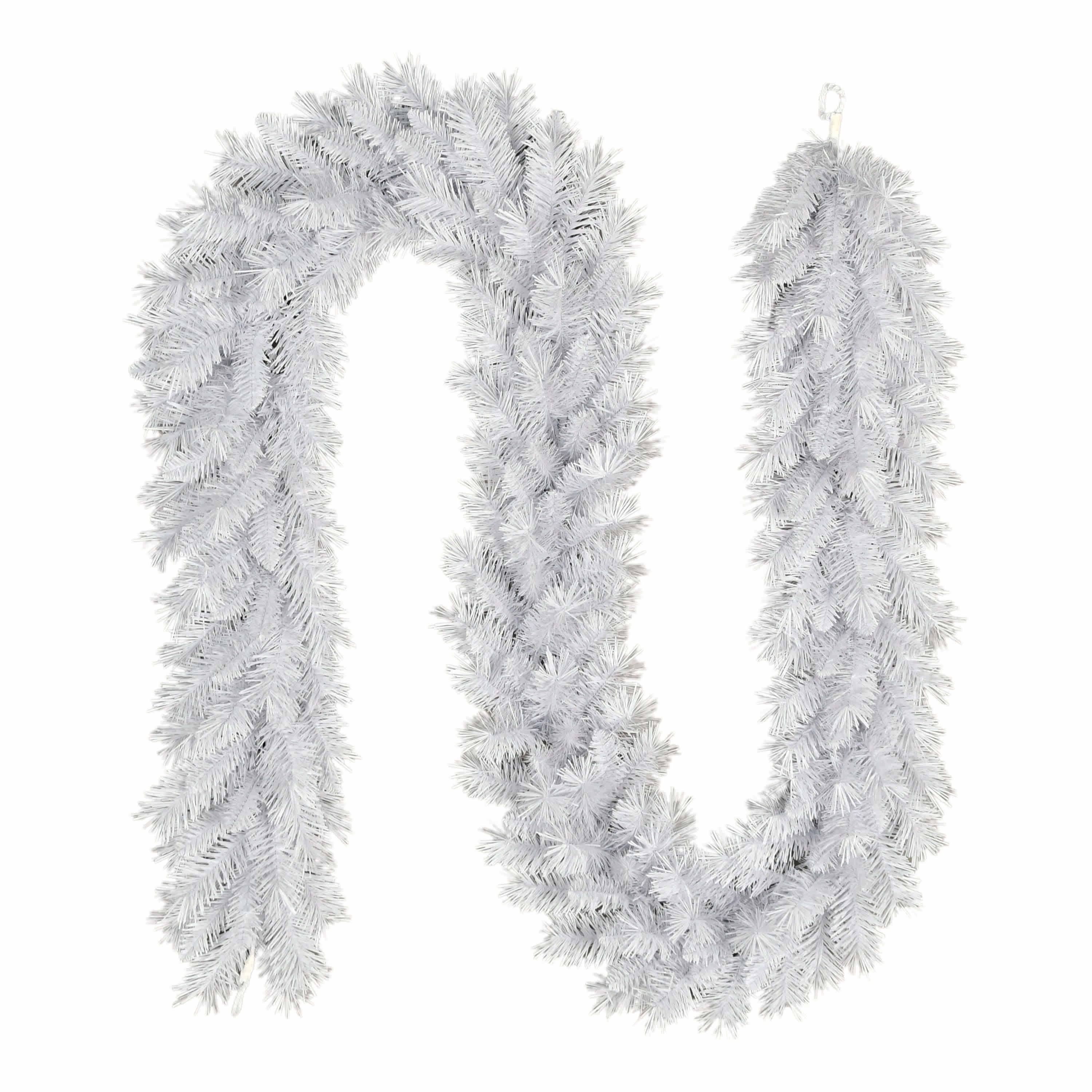 Puleo International 9 x 10" Artificial White Round Valley Pine Garland