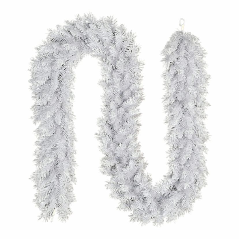 Puleo International 9 x 10" Artificial White Round Valley Pine Garland