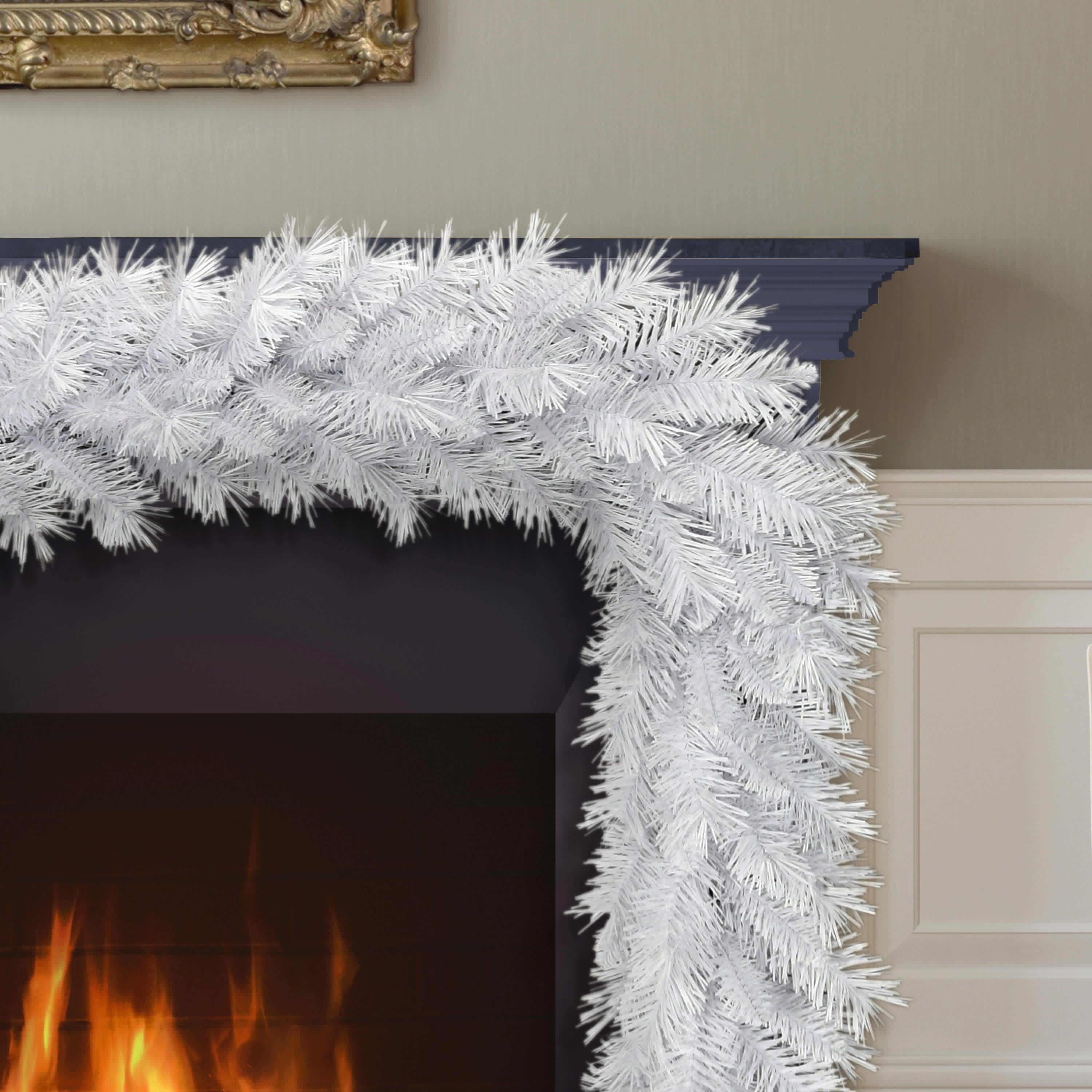 Puleo International 9 x 10" Artificial White Round Valley Pine Garland