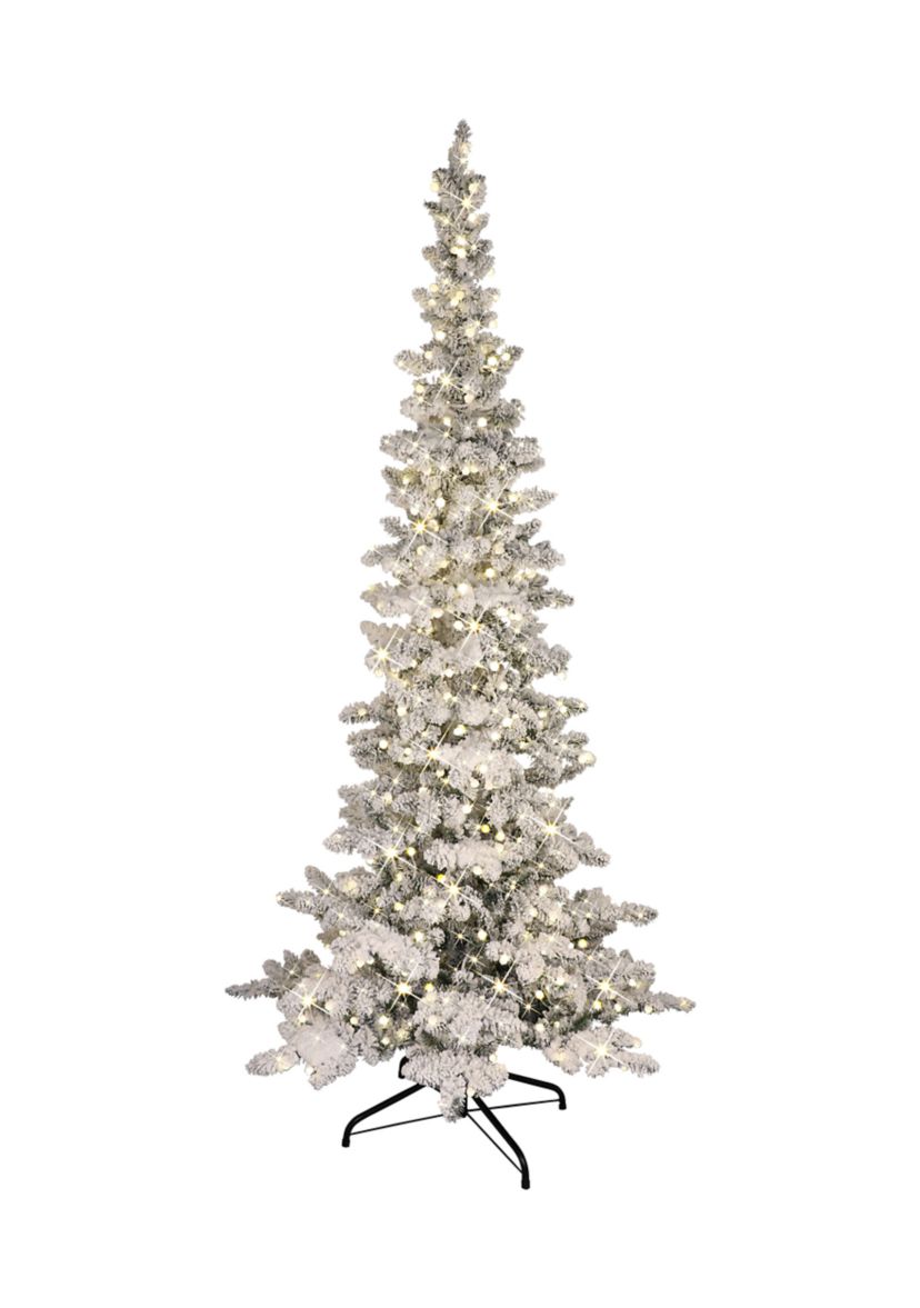 Pre-Lit 7.5-Foot Flocked Slim Washington Fir Christmas Tree