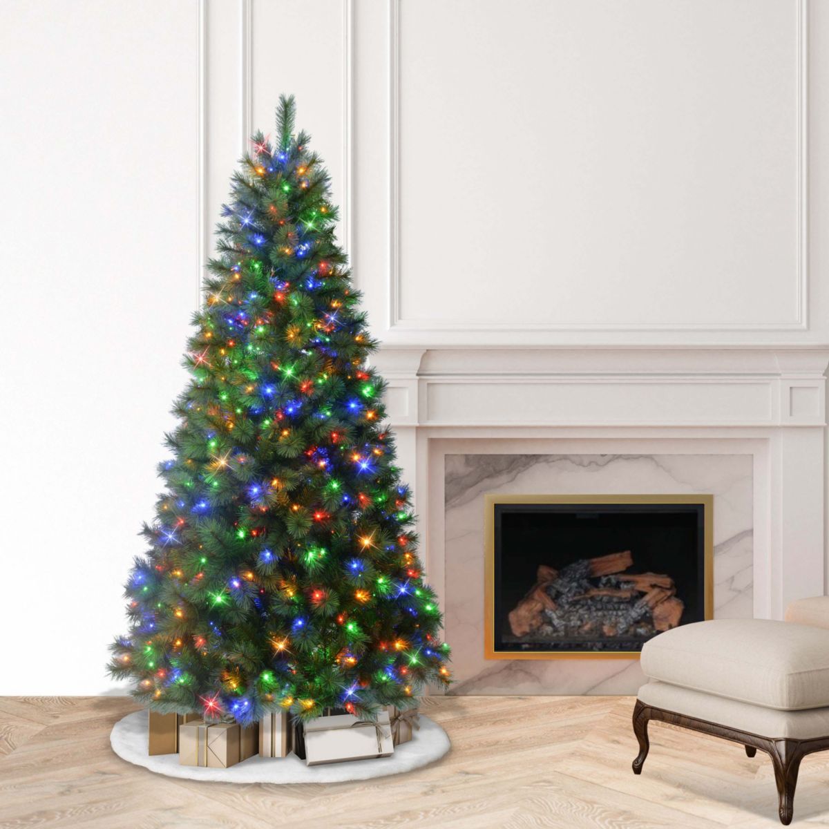 Puleo International 6.5 Pre-Lit Artificial Wyoming Pine Tree with Multi-Function LED Lights