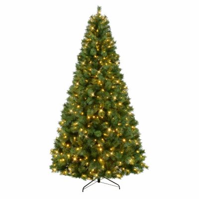 Puleo International 9' Pre-Lit Artificial Wyoming Pine Tree with Multi-Function LED Lights, Green