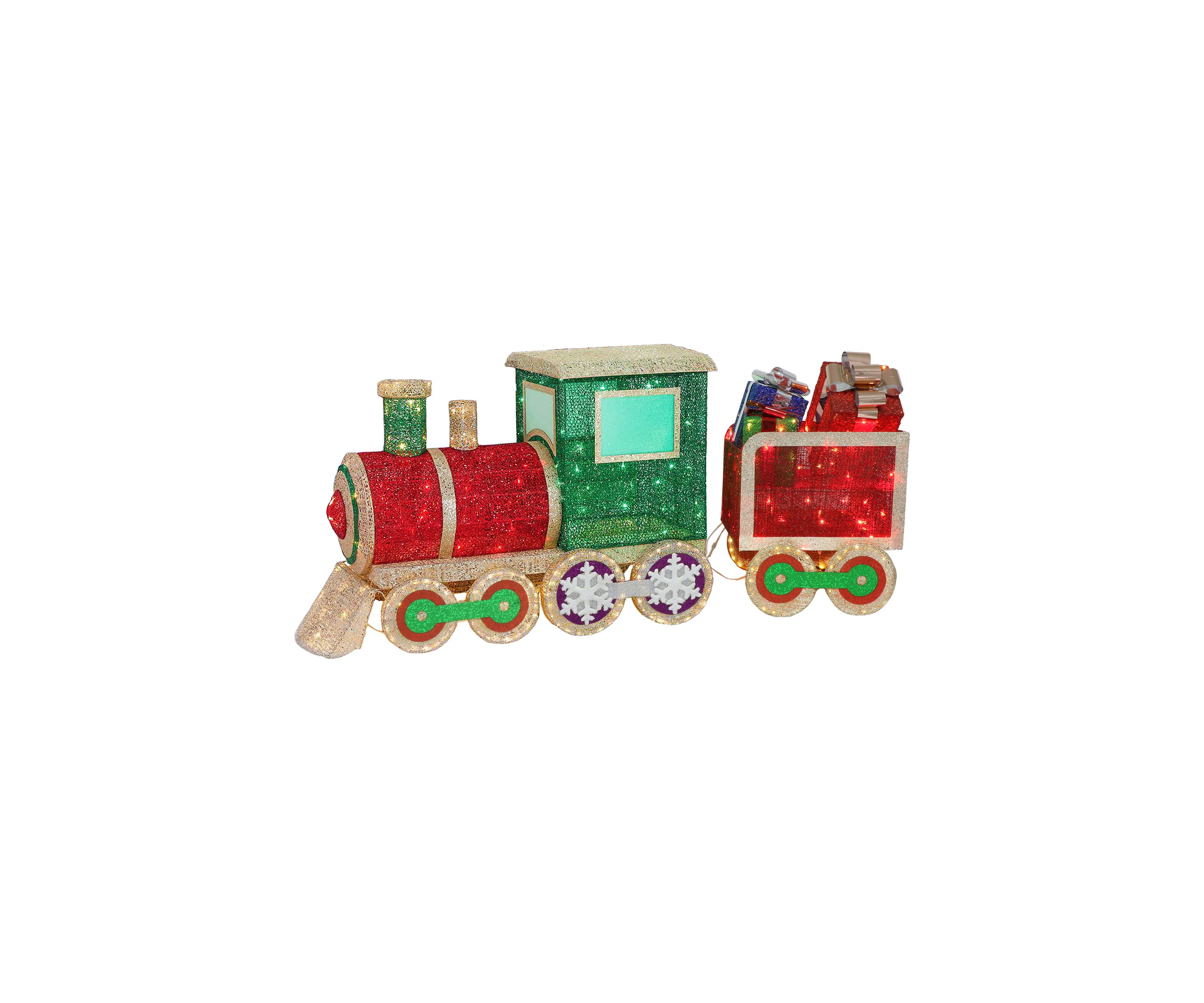 68 Pre-Lit Outdoor Wire Frame Train 535 Warm White Red and Green LED Lights  Adaptor