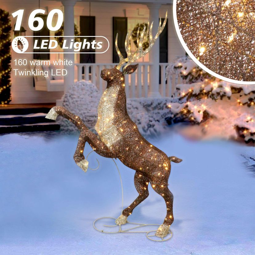 Puleo International 72" Pre-Lit Outdoor Elk with 160 Warm White Twinkling LED Lights