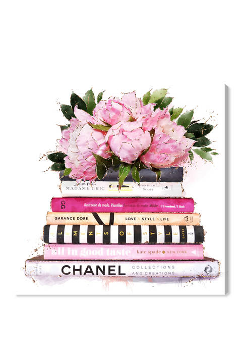 'Pink Girlboss Books' Fashion and Glam Wall Art Canvas Print