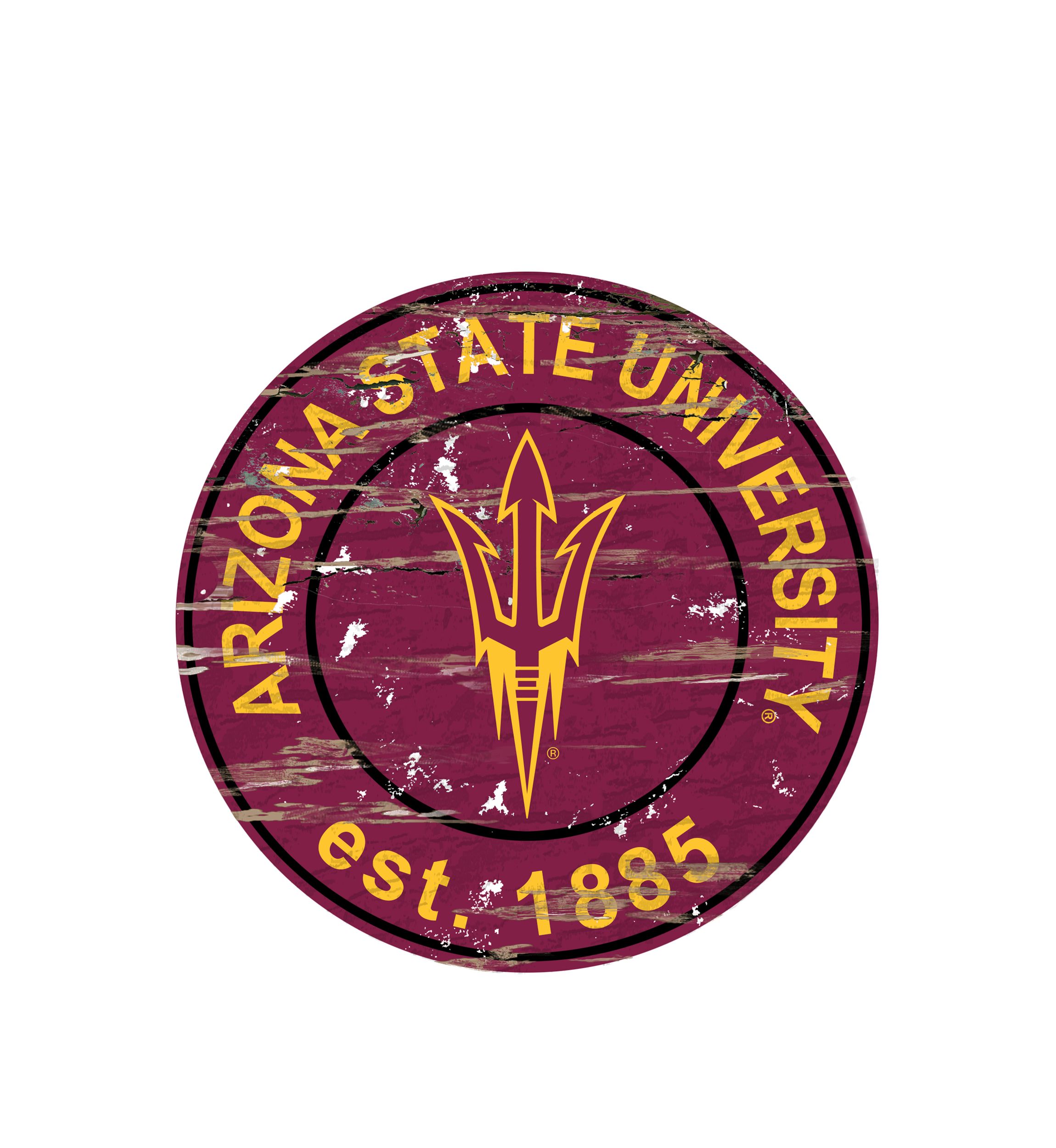 NCAA Arizona State Sun Devils Distressed Round Sign