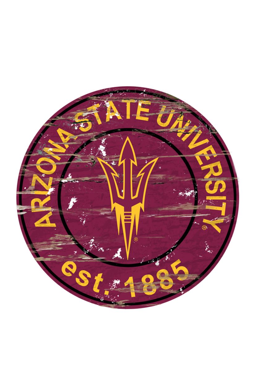 NCAA Arizona State Sun Devils Distressed Round Sign