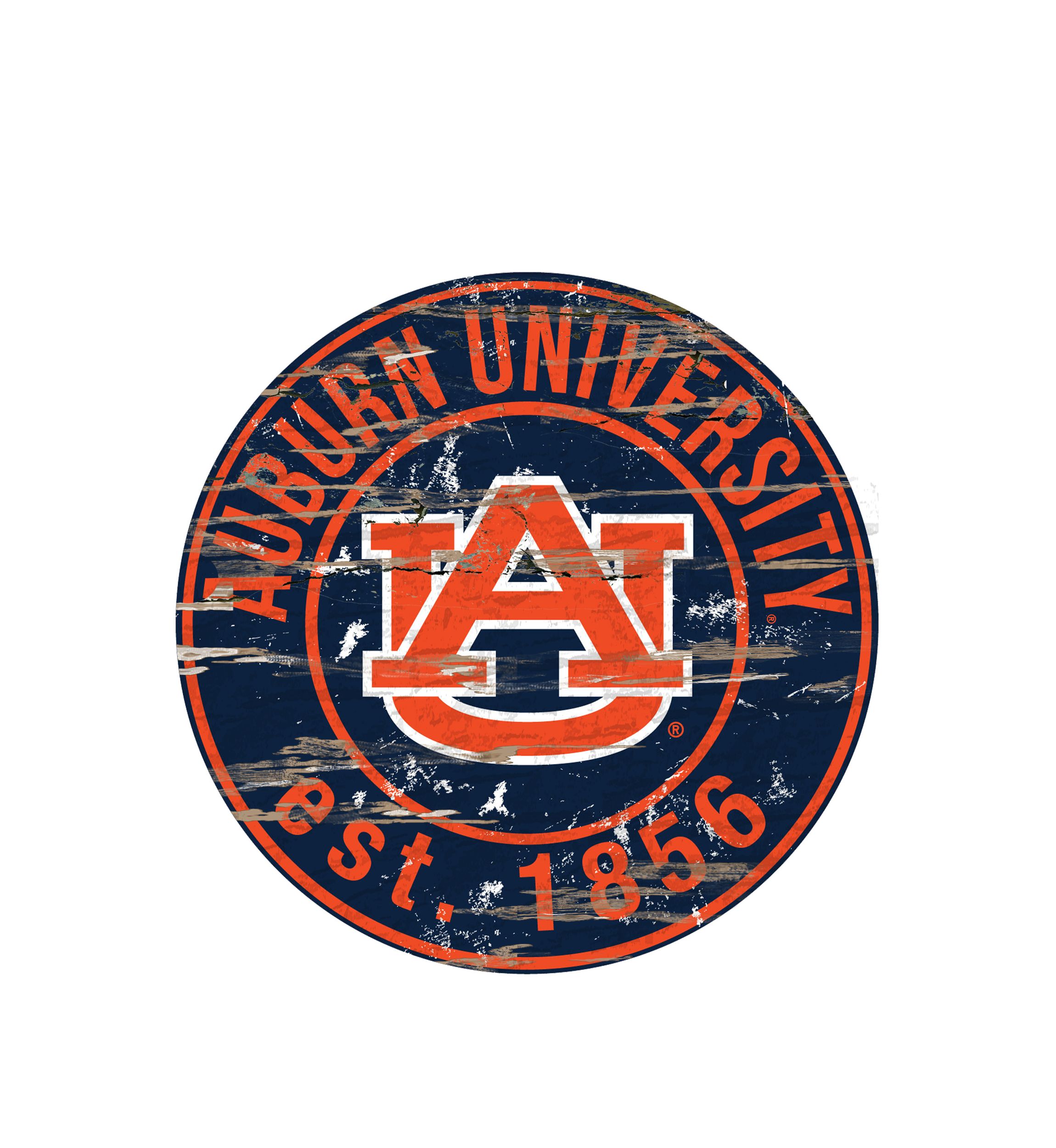 NCAA Auburn Tigers Distressed Round Sign
