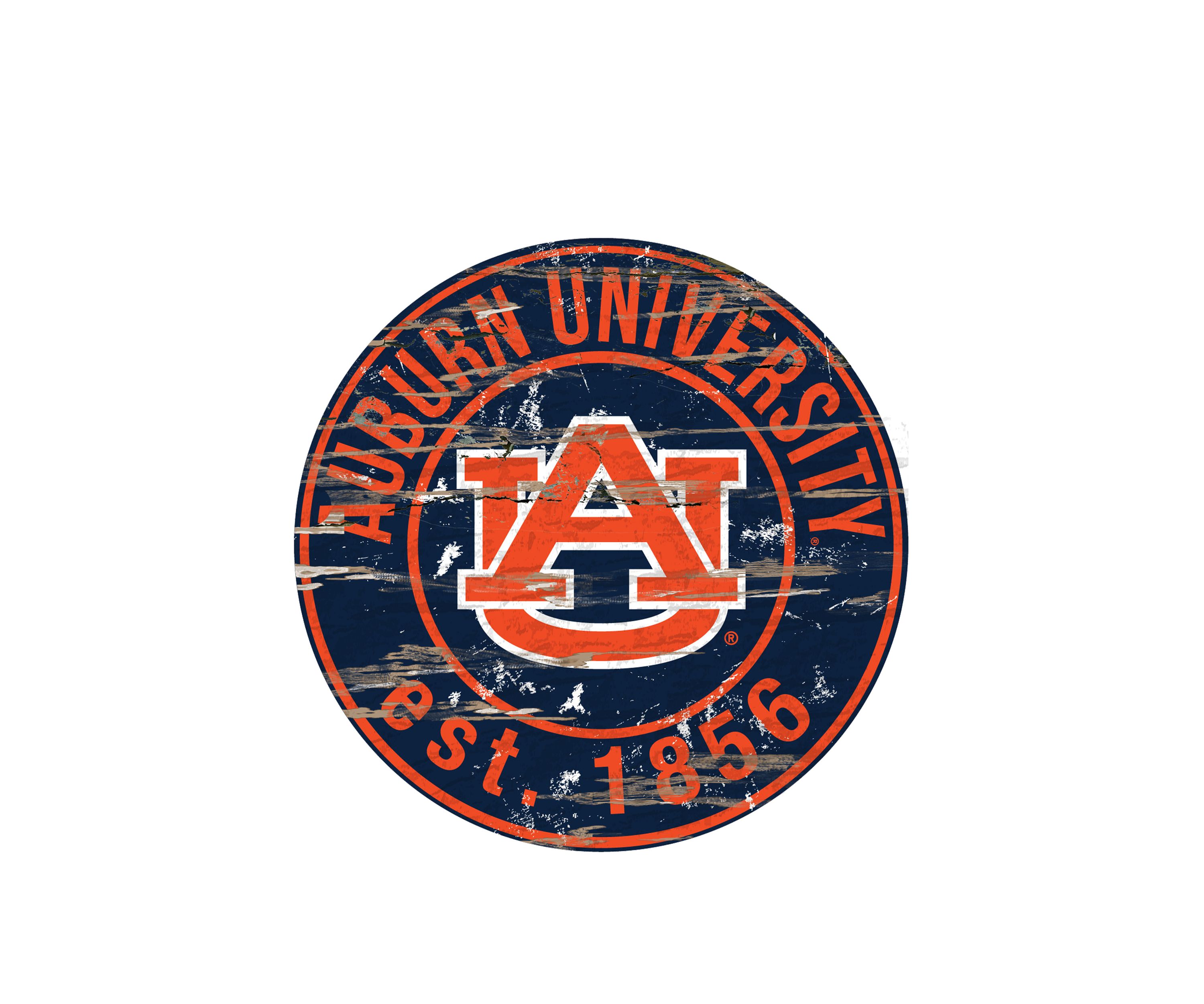 NCAA Auburn Tigers Distressed Round Sign