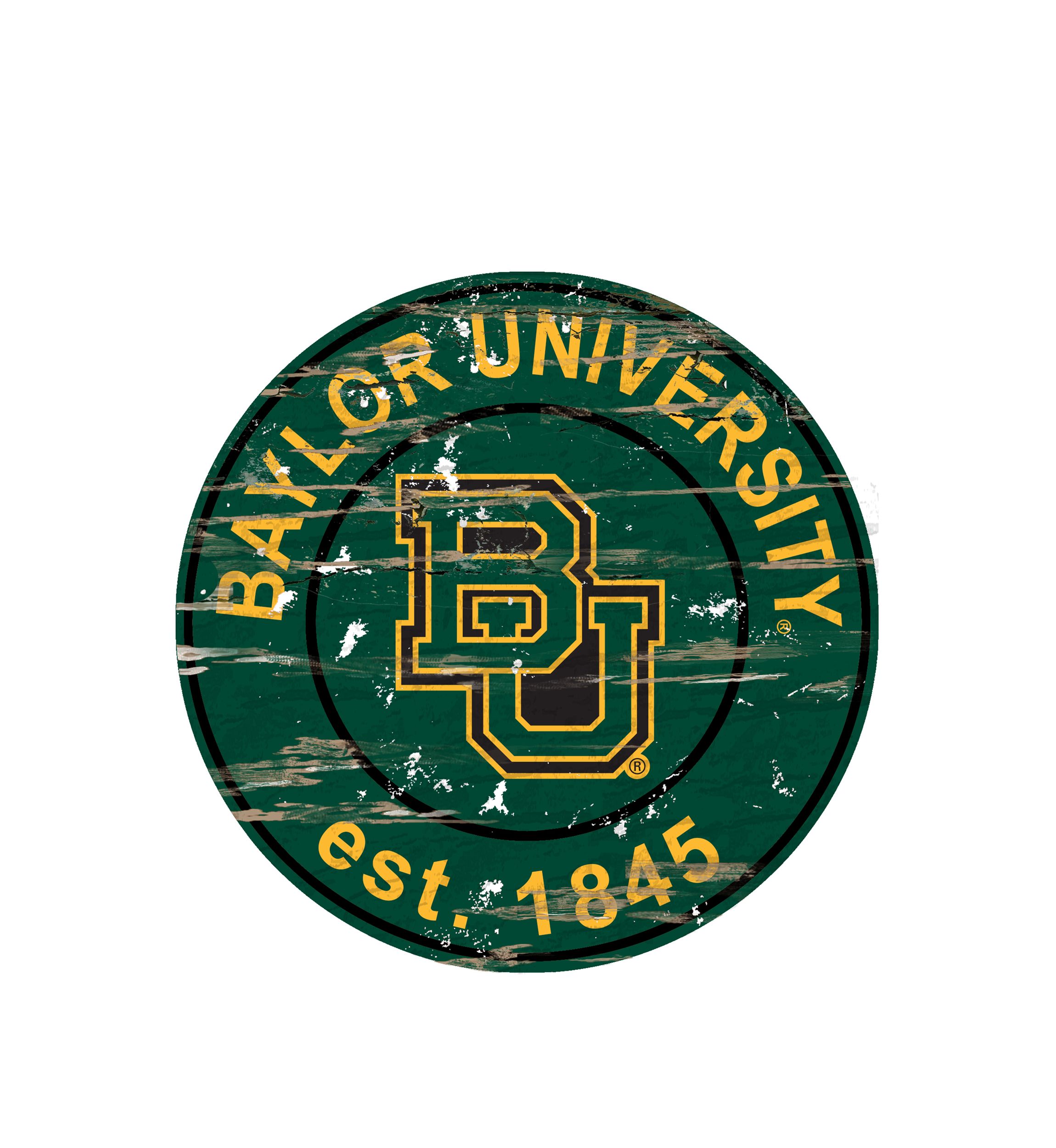 NCAA Baylor Bears Distressed Round Sign