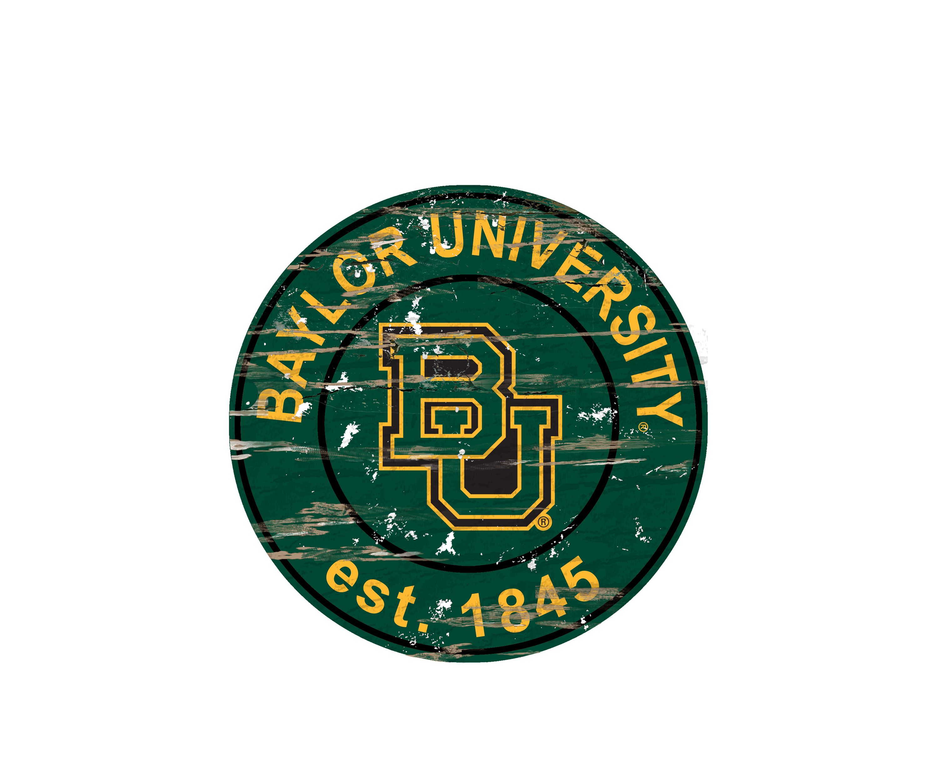 NCAA Baylor Bears Distressed Round Sign