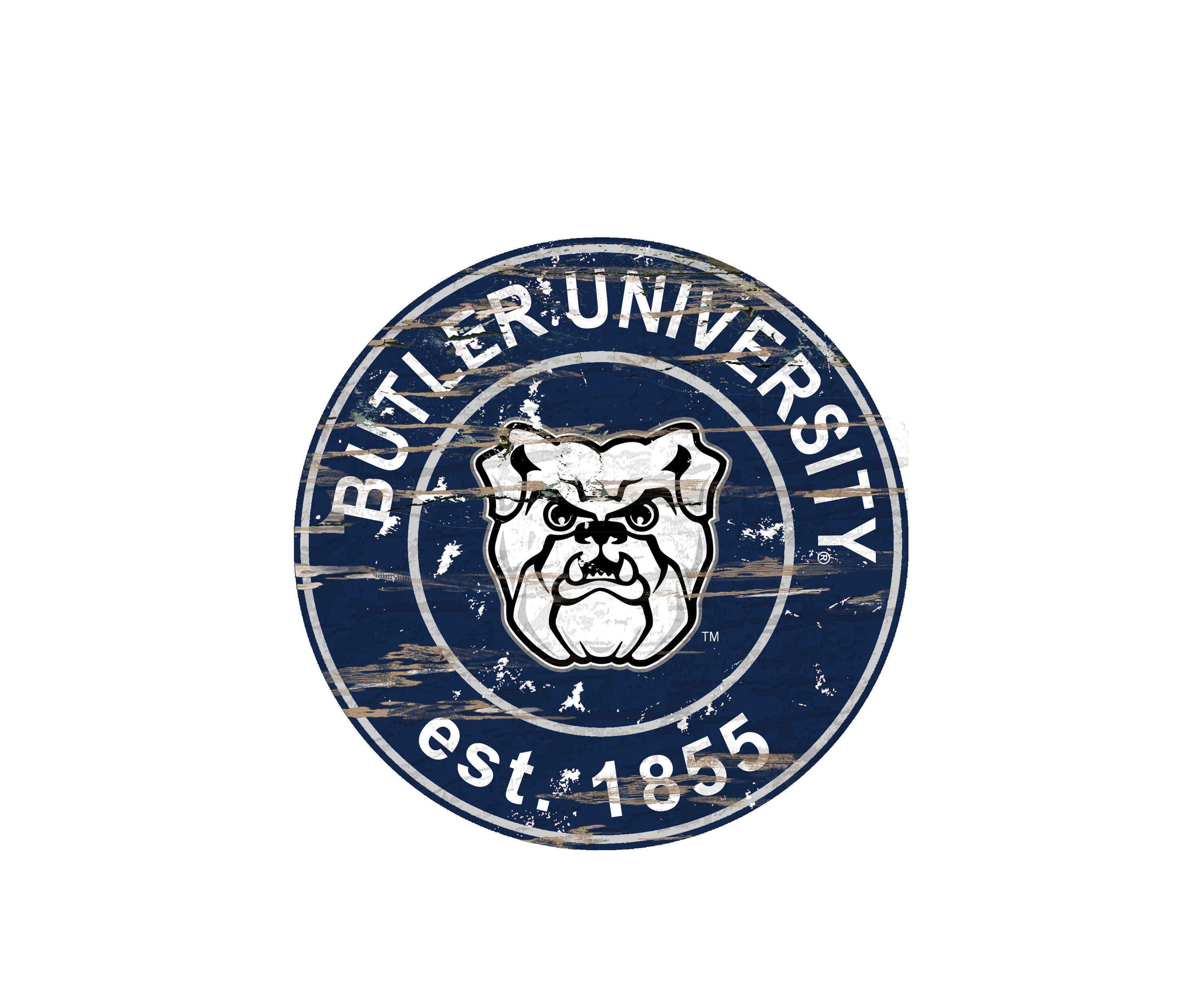 NCAA Butler University Bulldogs Distressed Round Sign