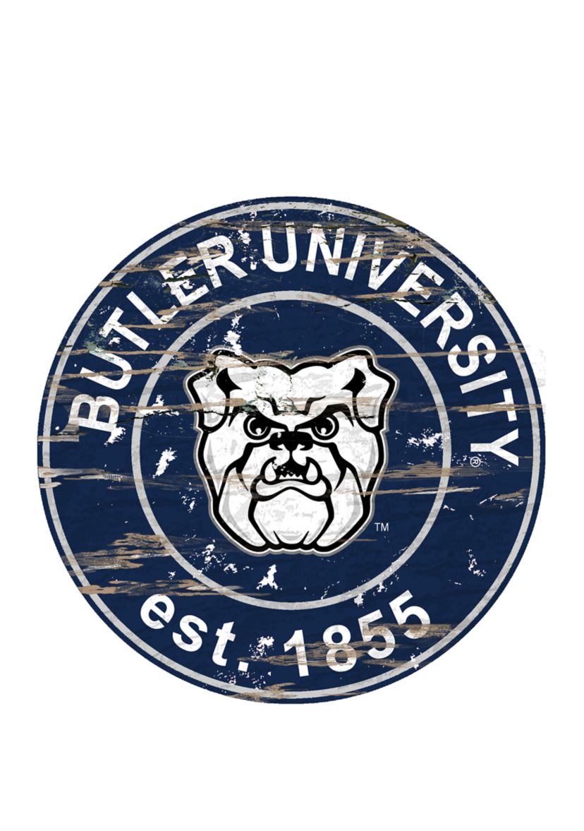 NCAA Butler University Bulldogs Distressed Round Sign