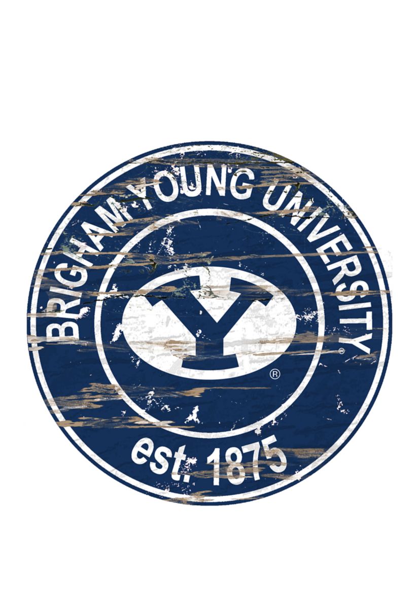 NCAA BYU Cougars Distressed Round Sign
