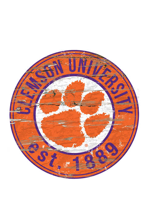 Fan Creations NCAA Clemson Tigers Distressed Round Sign