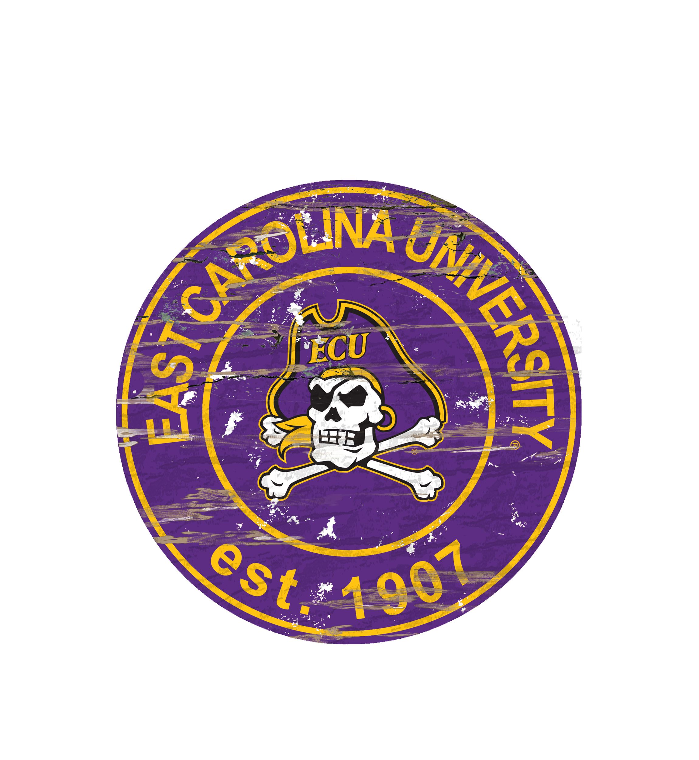 NCAA East Carolina Pirates Distressed Round Sign