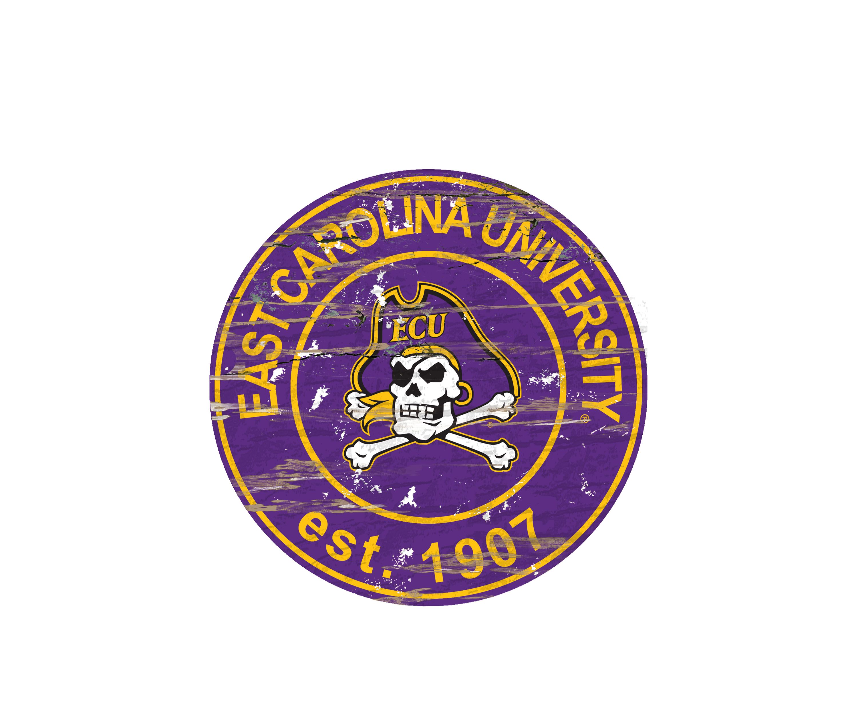 NCAA East Carolina Pirates Distressed Round Sign