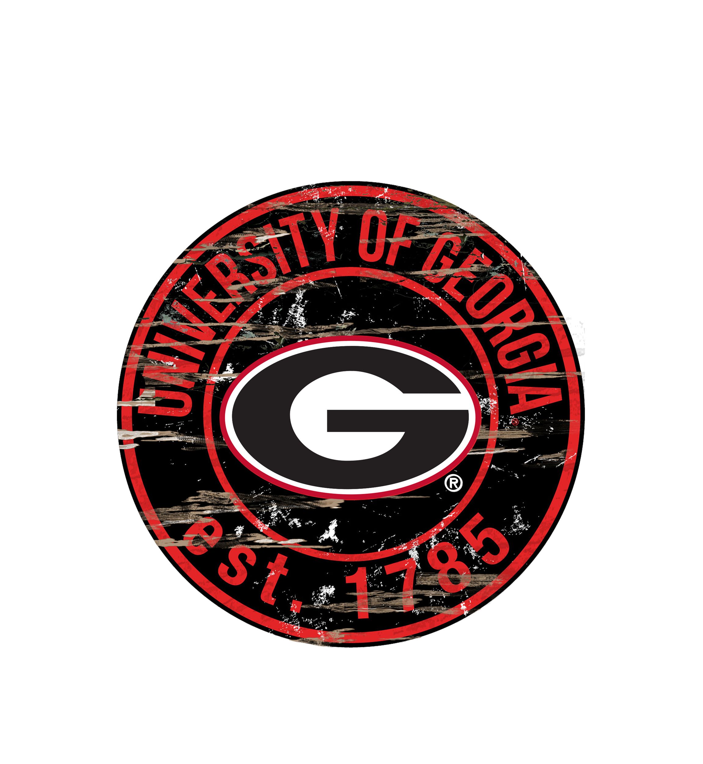 NCAA Georgia Bulldogs Distressed Round Sign