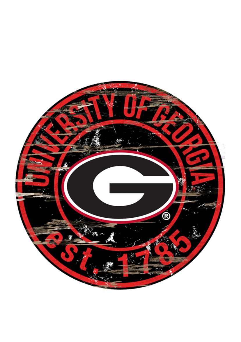 NCAA Georgia Bulldogs Distressed Round Sign