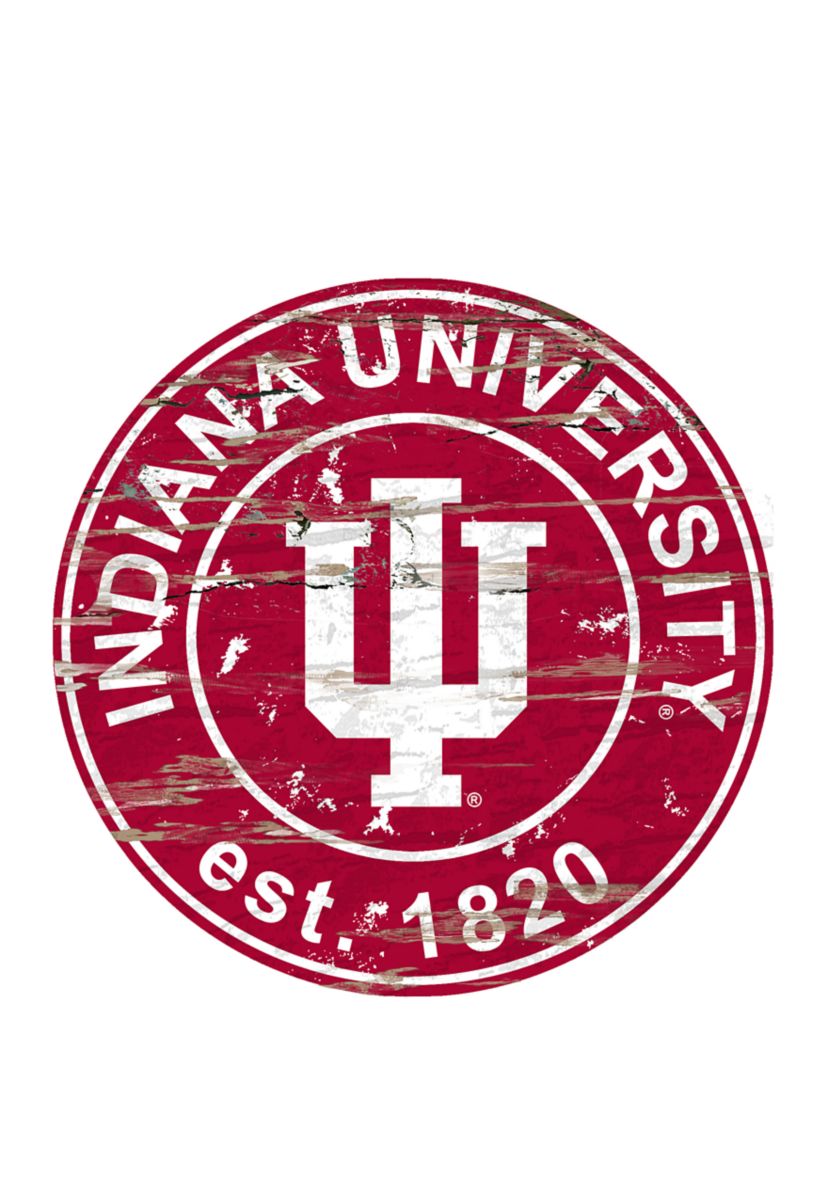 NCAA Indiana Hoosiers Distressed Round Sign