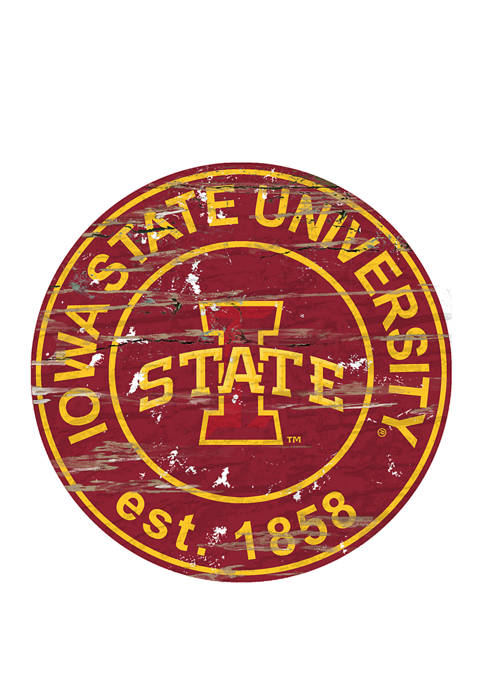NCAA Iowa State Cyclones Distressed Round Sign
