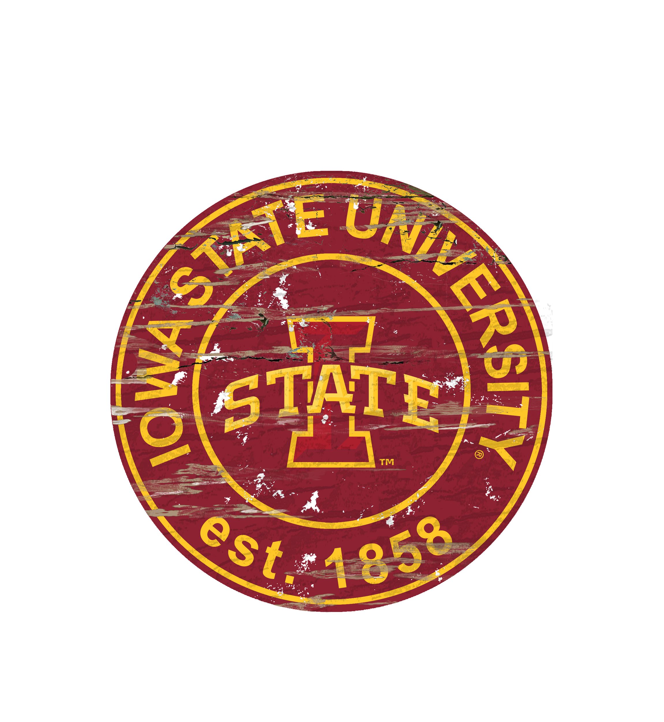 NCAA Iowa State Cyclones Distressed Round Sign
