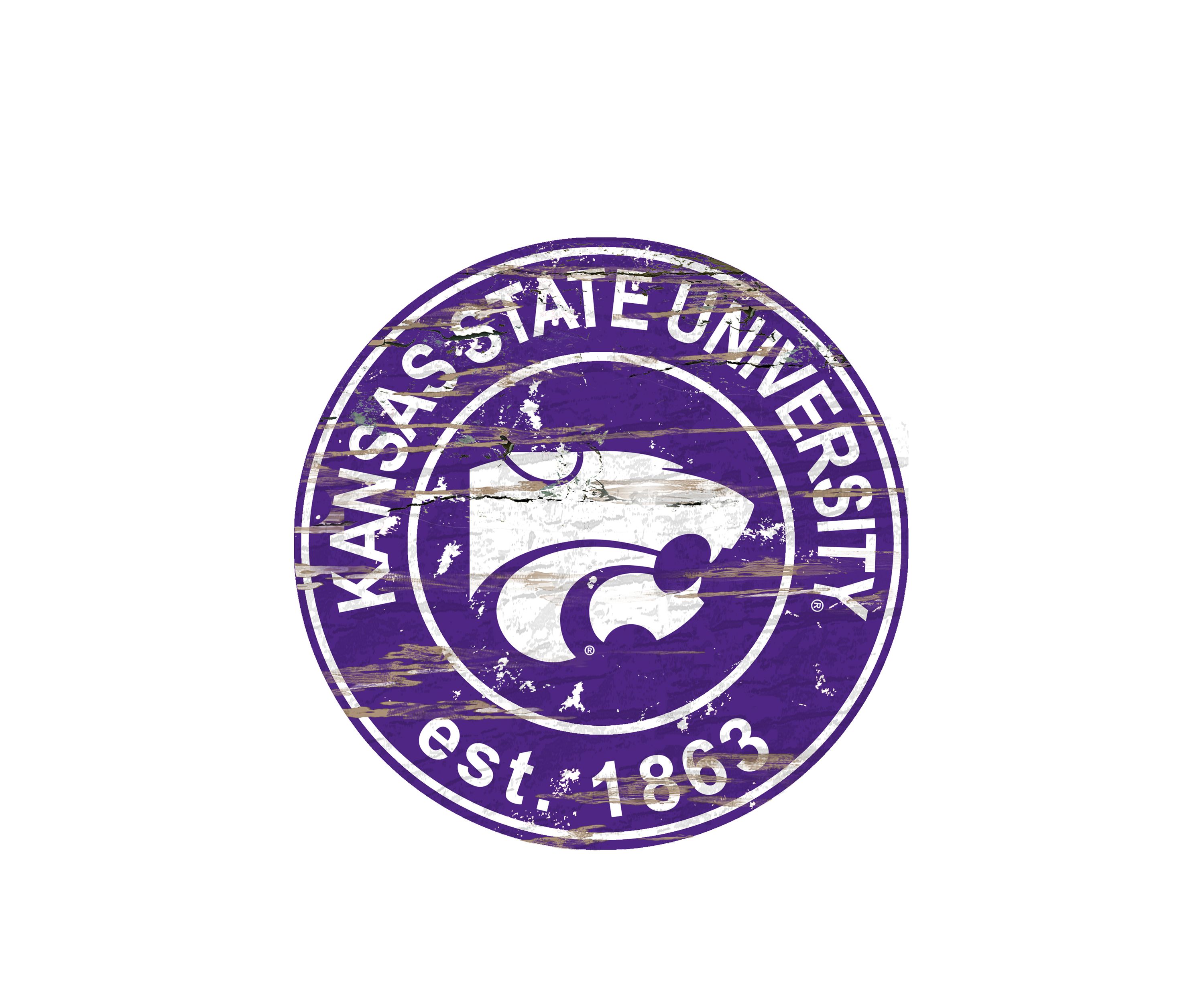 NCAA Kansas State Wildcats Distressed Round Sign