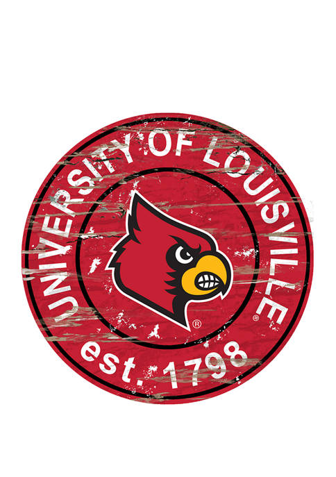 Fan Creations NCAA Louisville Cardinals Distressed Round Sign