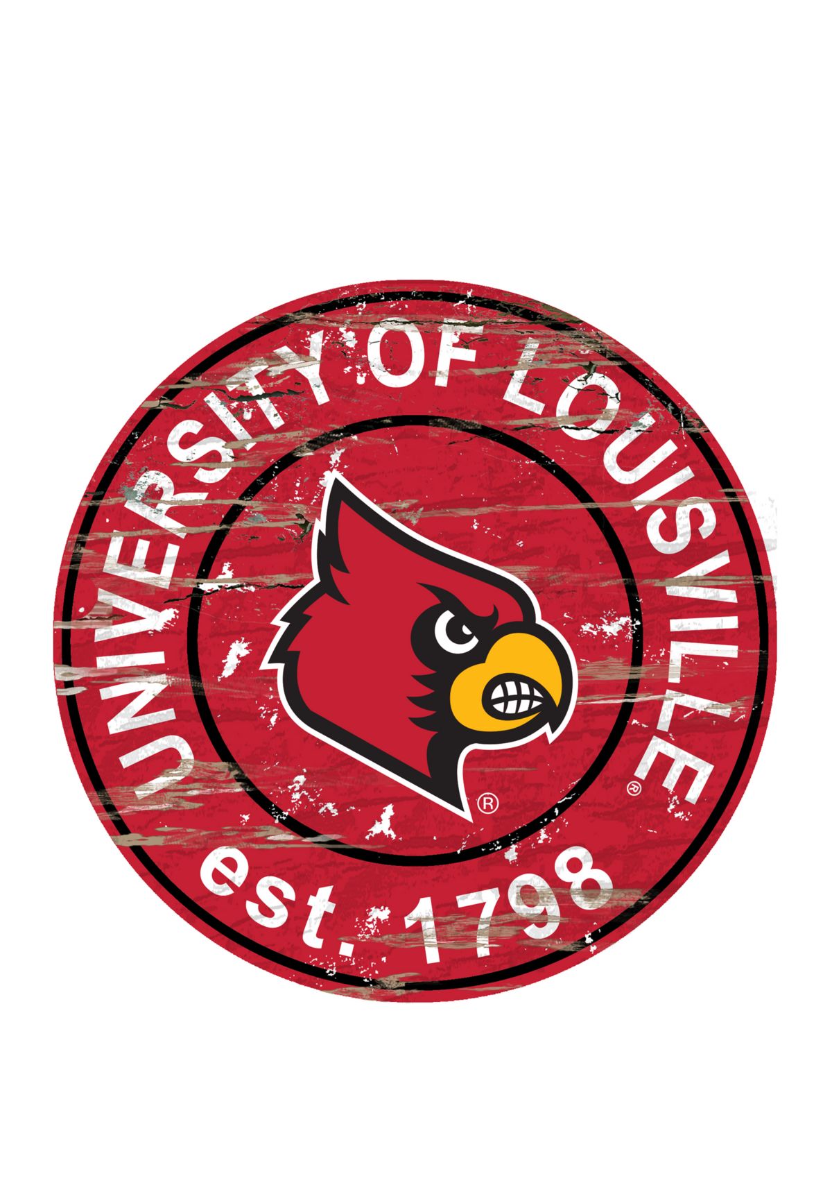 NCAA Louisville Cardinals Distressed Round Sign
