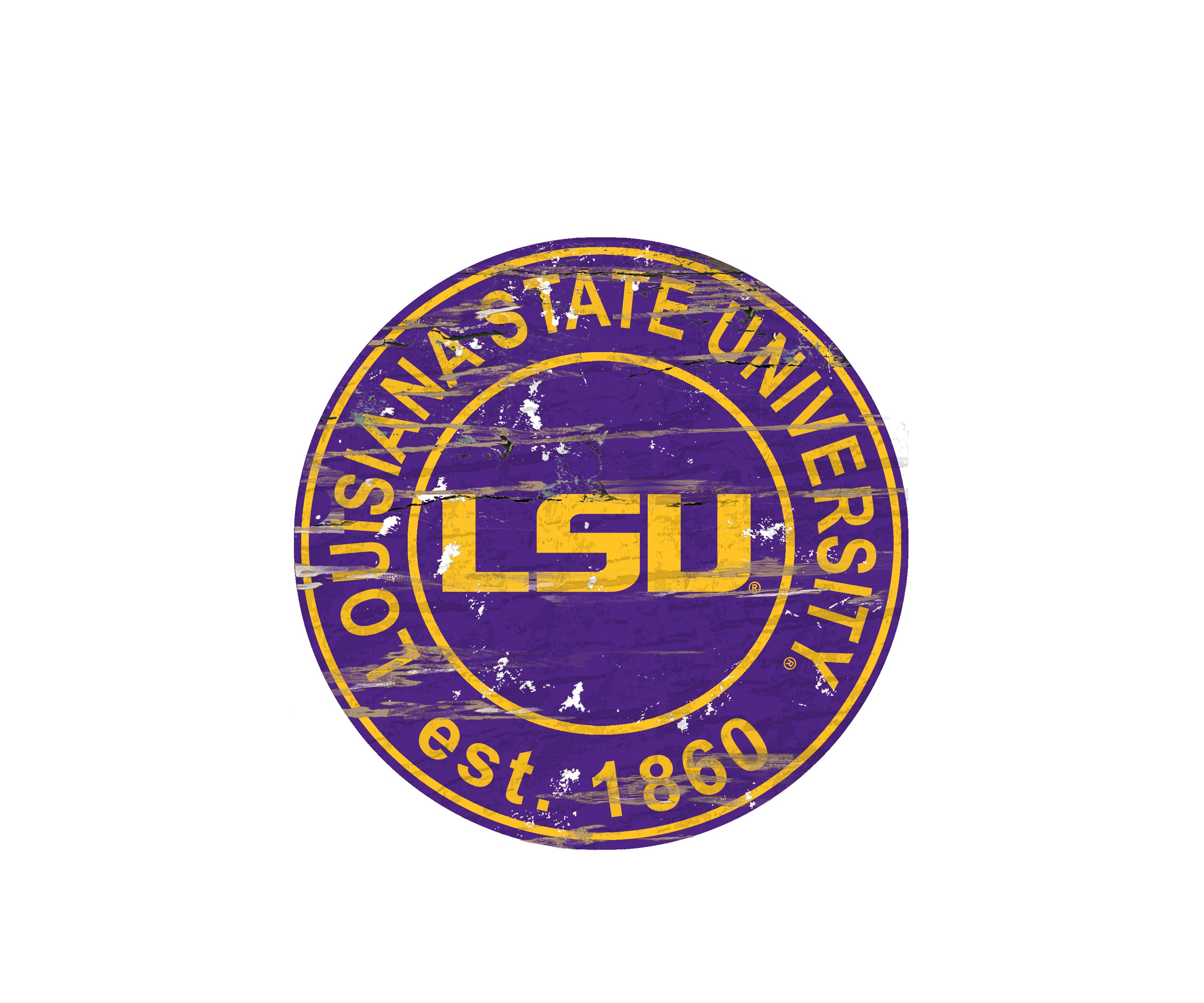 NCAA LSU Tigers Distressed Round Sign