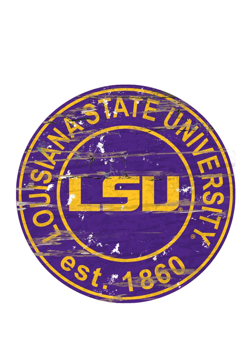 NCAA LSU Tigers Distressed Round Sign