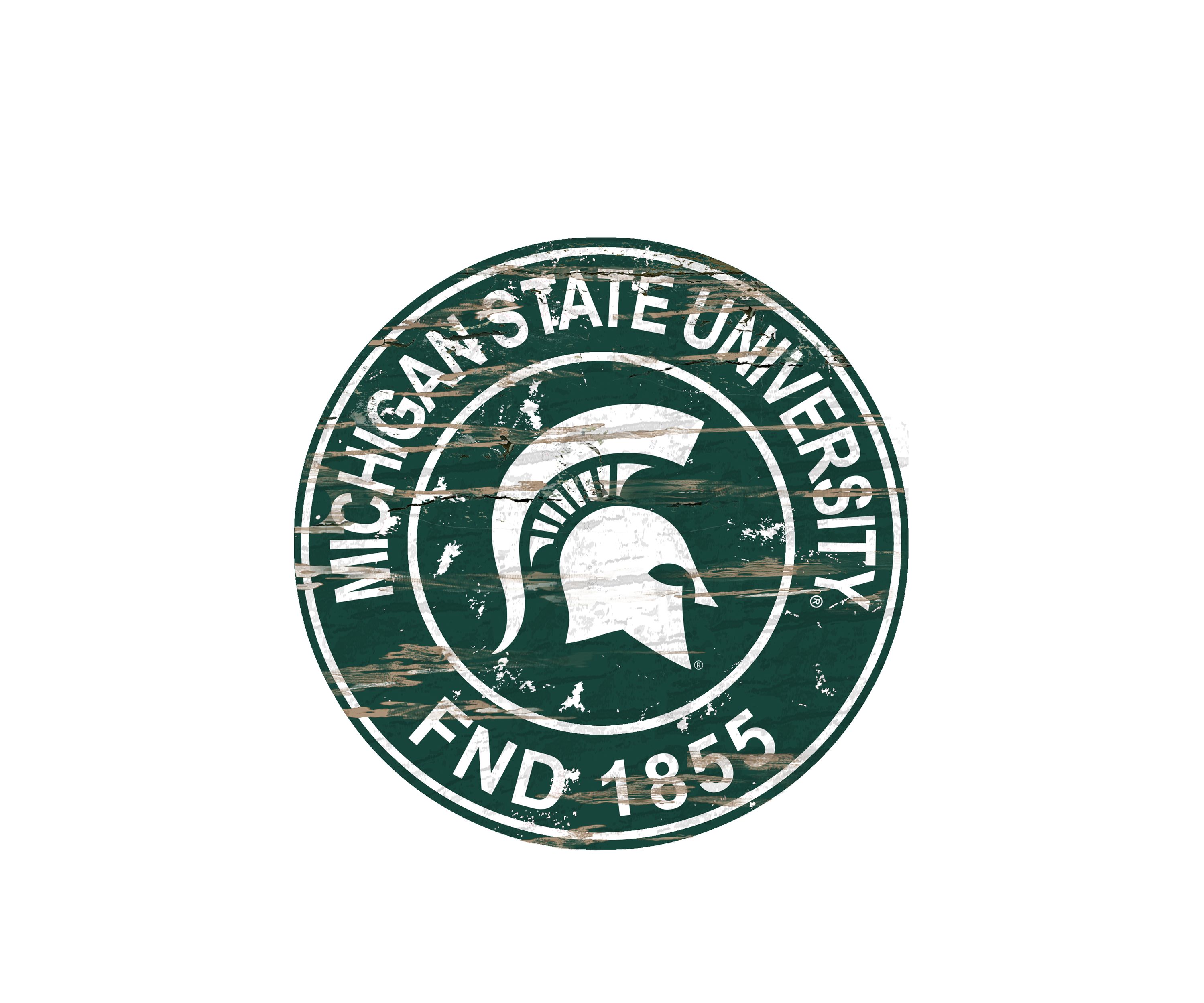 NCAA Michigan State Spartans Distressed Round Sign