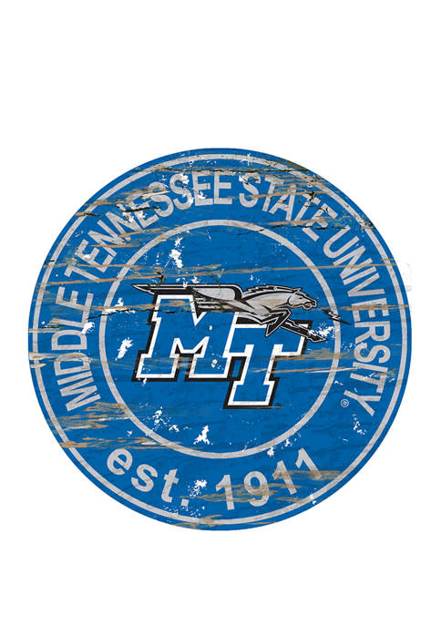 NCAA Middle Tennessee Blue Raiders Distressed Round Sign