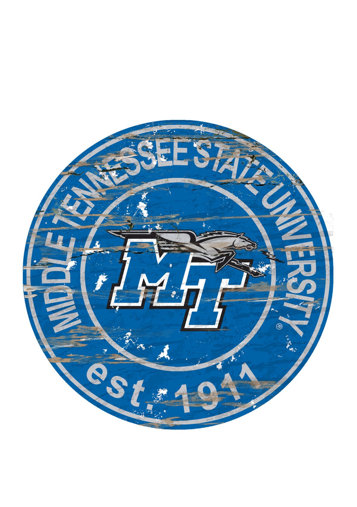 NCAA Middle Tennessee Blue Raiders Distressed Round Sign