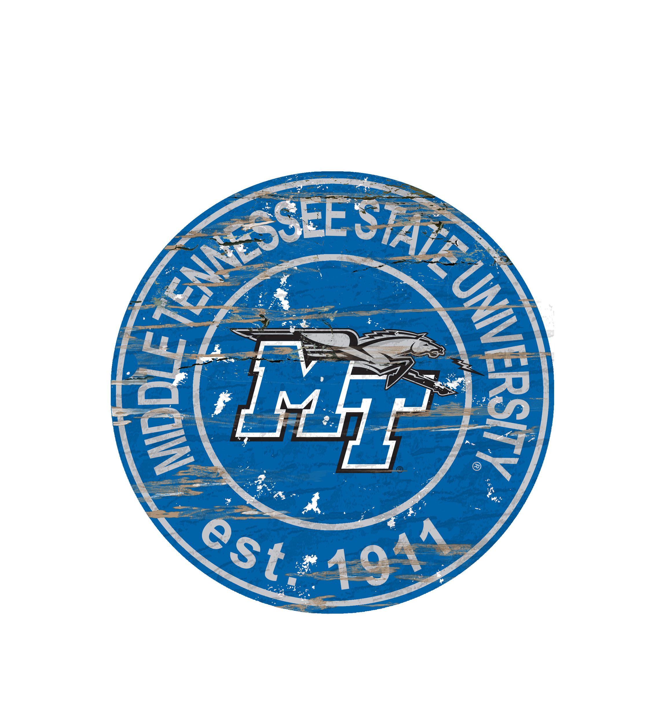 NCAA Middle Tennessee Blue Raiders Distressed Round Sign
