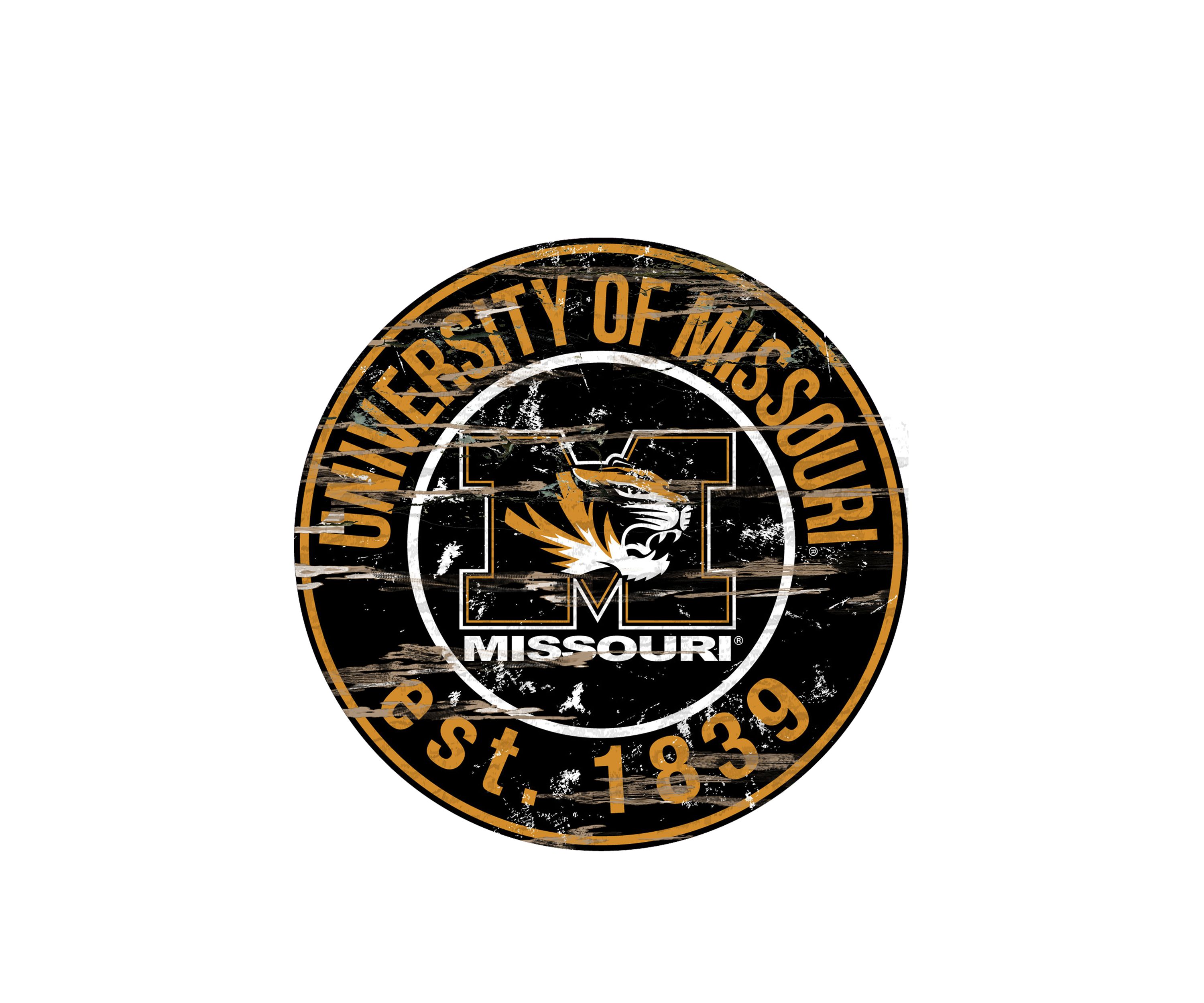 NCAA Missouri Tigers Distressed Round Sign