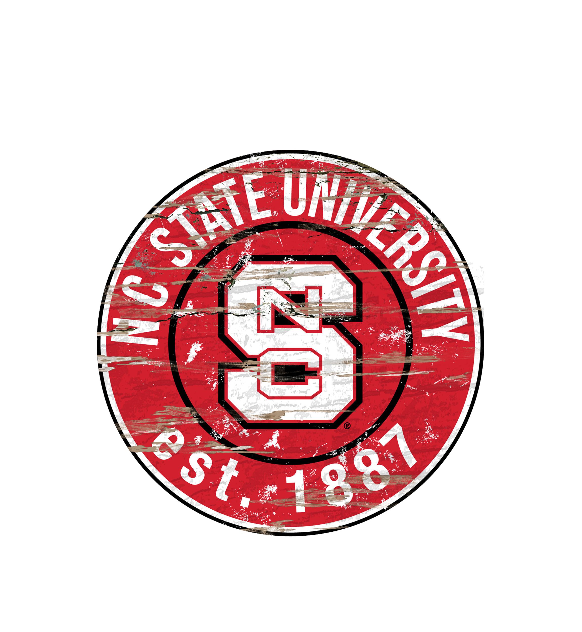 NCAA NC State Wolfpack Distressed Round Sign