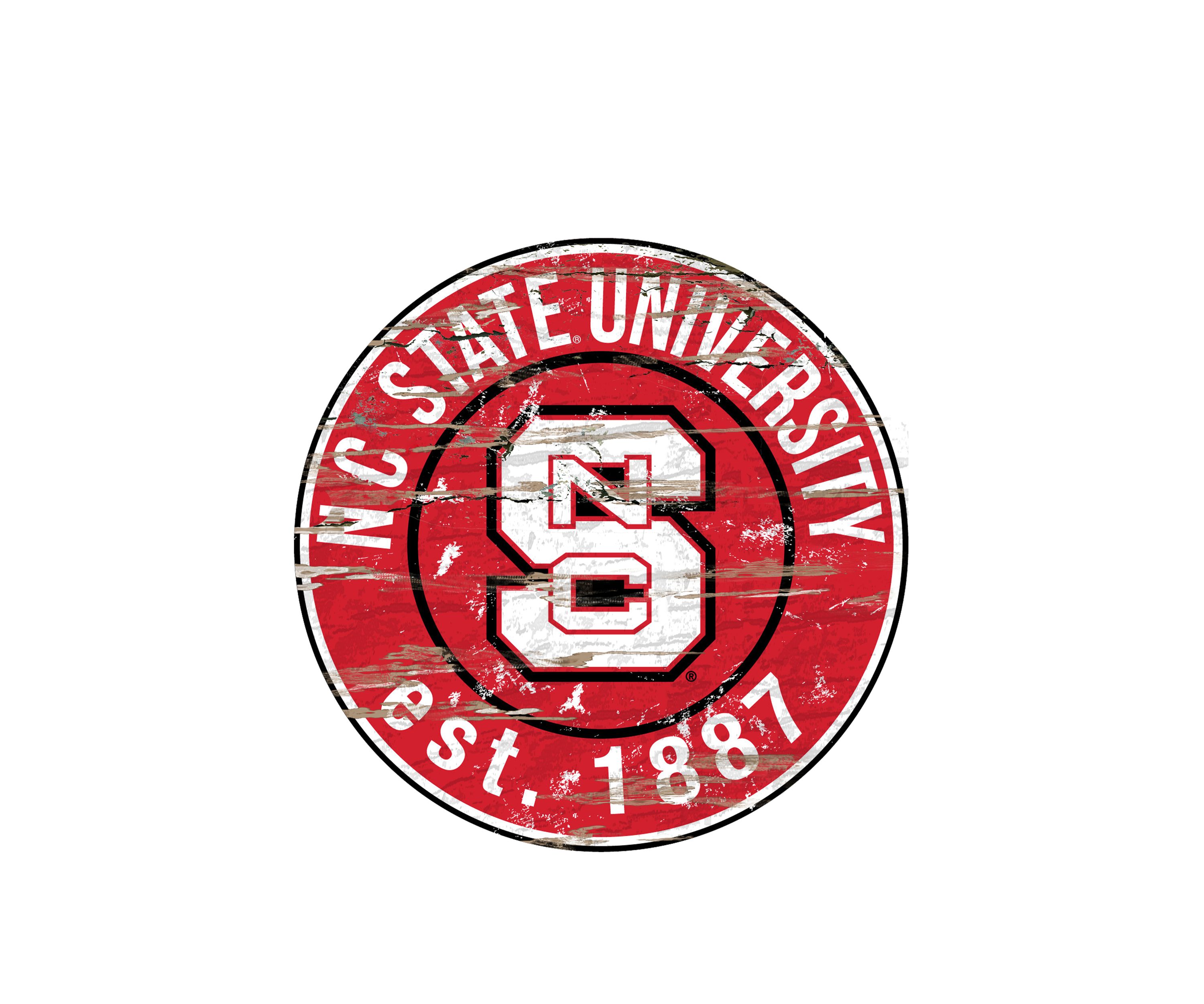 NCAA NC State Wolfpack Distressed Round Sign