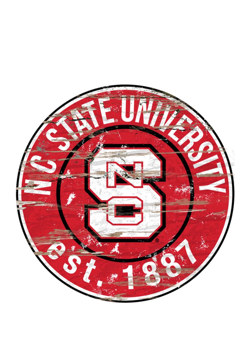 NCAA NC State Wolfpack Distressed Round Sign