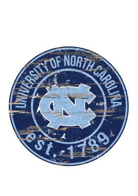 Fan Creations NCAA North Carolina Tar Heels Distressed Round Sign