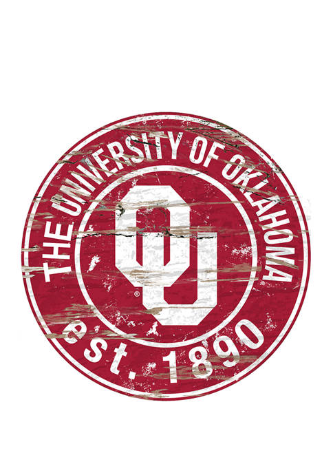 Fan Creations NCAA Oklahoma Sooners Distressed Round Sign