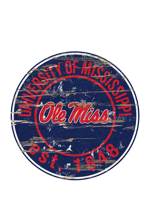 NCAA Ole Miss Rebels Distressed Round Sign