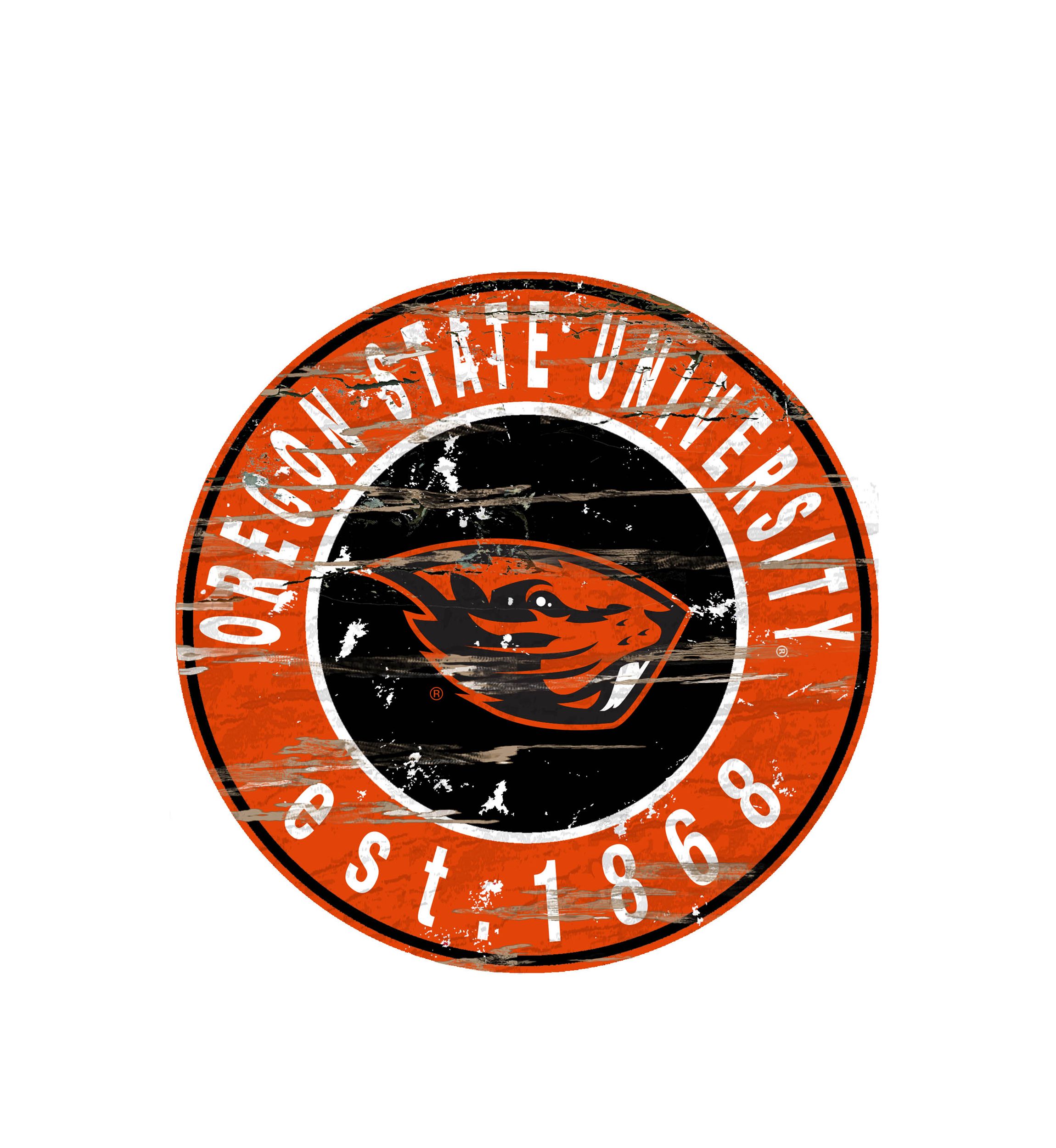 NCAA Oregon State Beavers Distressed Round Sign