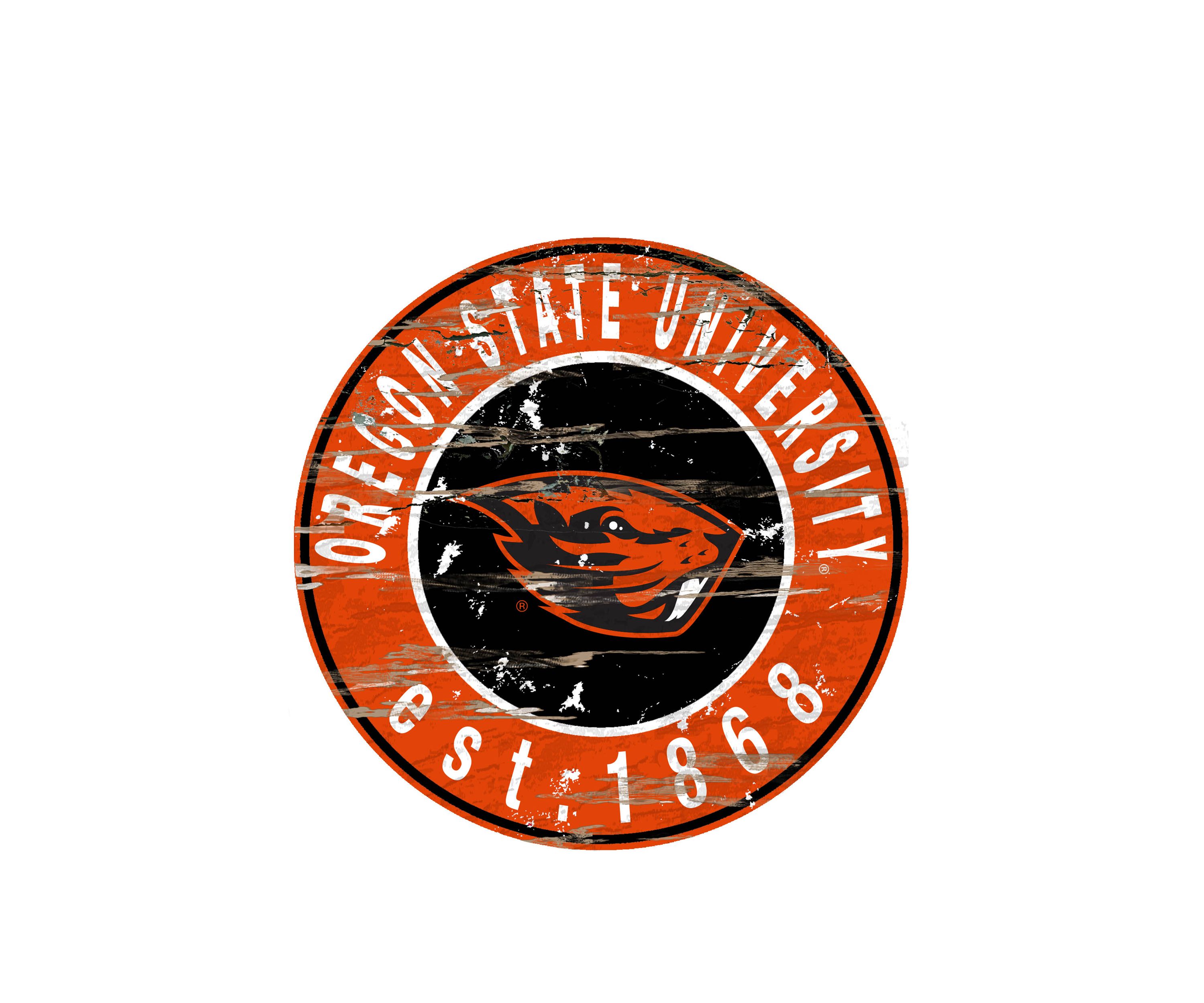 NCAA Oregon State Beavers Distressed Round Sign